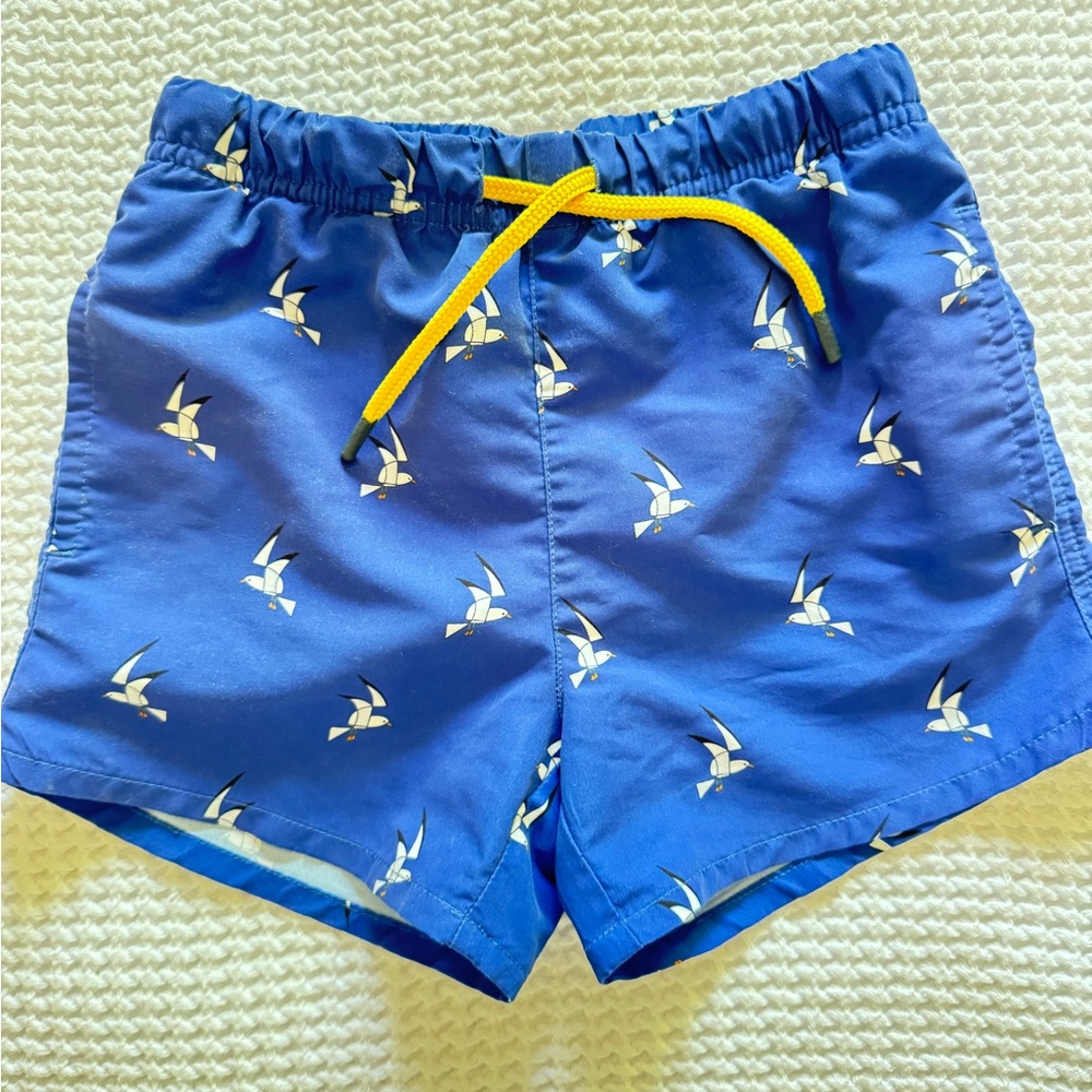 Jacadi Blue Swim Trunks with Yellow Drawstring
